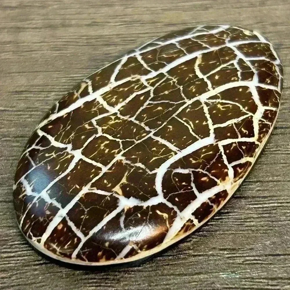 Large Brown White Crackling Effect Pendant - Picture 3 of 3